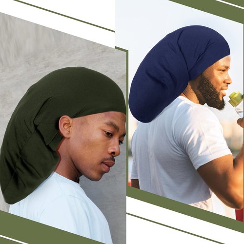 Tatuo 4 Pieces Unisex Jumbo Dreadlock Cap Long Hair Dreads Head Wrap Sleeping Cap Hair Accessories Sleep Bonnet for Men Women(Royal Blue, Navy Blue, Black, Army Green)