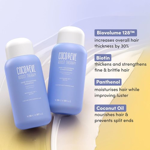 Coco & Eve Boost Therapy Hair Volumizing Shampoo - Biotin & Panthenol for Thicker, Fuller Hair (9.47 fl oz)
