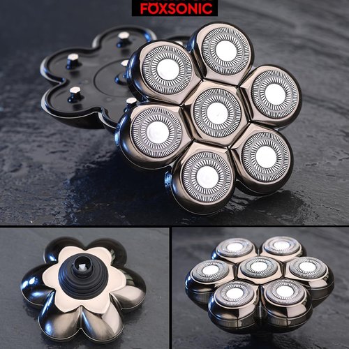 FOXSONIC Magnetic 7 Blades Head Shaver Replacement Blades for head Shaver and Other Brands Head Shaver (CX7 Silver)