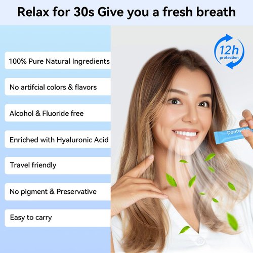 DentaViva Travel Size Mouthwash – 40 Individual Packets – Dry Mouth Relief Strips with Hyaluronic Acid & Probiotics – Alcohol, Fluoride & Gluten Free – Xylitol Cavity Prevention | Travel Oral Care