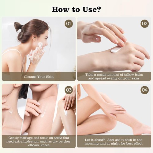 Beef Tallow for Skin, Tallow and Honey Balm Tallow Face Moisturizer with Ginseng Extract, Pure Beef Tallow Balm Blend of Vitamins Grass Fed Beef Tallow Hydrates and Nourishes the Skin