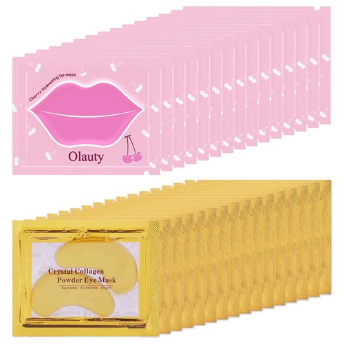 30 Pairs Lip Mask & Eye Mask, Gold Crystal Gel Collagen Eye Patches for Puffy Eyes, Chapstick Bulk, Bridesmaid Gifts, Anti Wrinkle Patches for Lip, Hangover Kit, Bulk Gifts, Galentines Day Decorations
