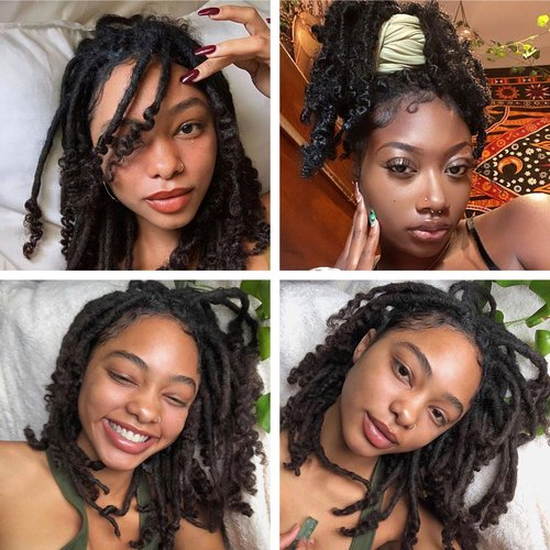 Pouweney 12 inch 30 Strands Loc Extensions Human Hair Curly Ends 0.4cm Width Dreadlock Extensions， 100% Permanent Human Hair Loc Extension with Curly Ends Natural Black Curly Locs