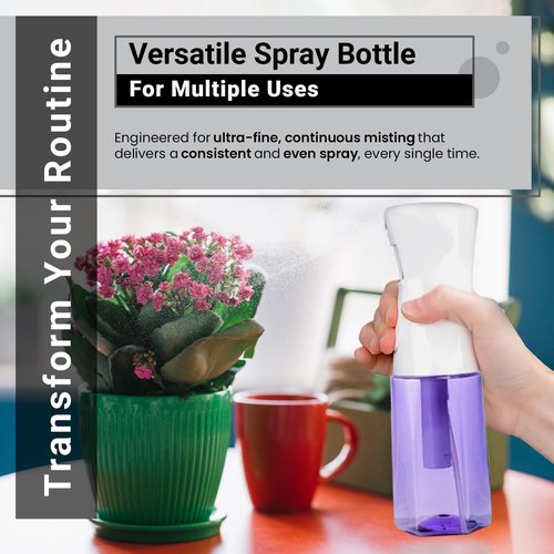 Skiennix Continuous Mist Spray Bottle - Ultra Fine Mist for Hair Styling & Versatile Use - 5 oz Purple Octagon