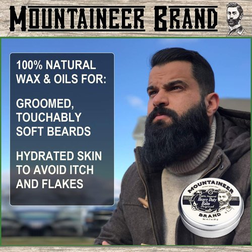 Heavy Duty Beard Balm 2oz (Original Scent) and Beard Oil 2oz (WV Timber) by Mountaineer Brand: The Ultimate Beard Conditioning Combo Pack