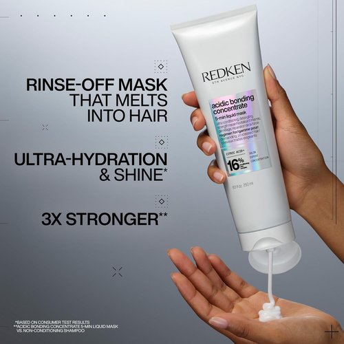 Redken Acidic Bonding Concentrate Hair Mask - Hydrating 5-Minute Bond Builder for Dry, Damaged Hair