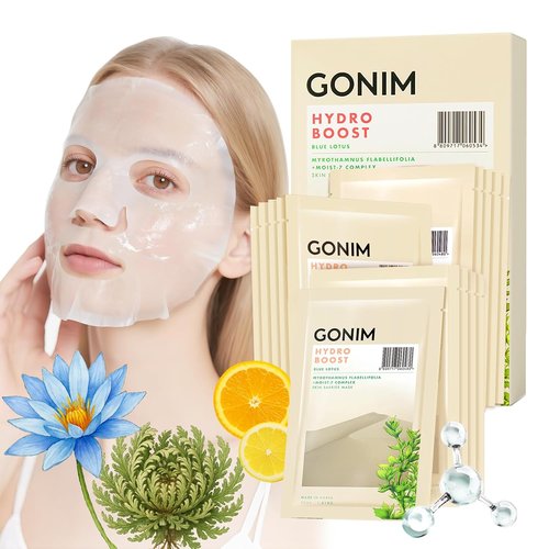 GONIM Korean Face Mask - Hydrating Sheet Masks with Hyaluronic Acid & Vitamin C | 15 Sheets