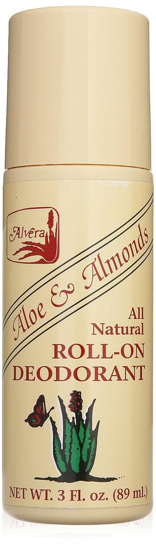 Alvera All Natural Roll-On Deodorant - Aloe & Almonds | 3 Oz for Fresh, Long-Lasting Protection
