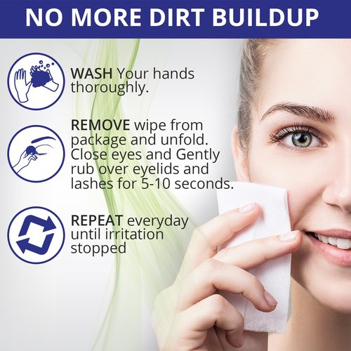 NOVEHA Eyelid Wipes - For Delicate Lashes and Eyelids - With Hyaluronic Acid, Chamomile, and Aloe Vera - Individually Wrapped Pre-moistened Pads (60 Wipes)