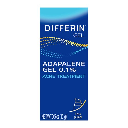 Differin Acne Treatment Gel, 30 Day Supply, Retinoid Treatment for Face with 0.1% Adapalene, Gentle Skin Care for Acne Prone Sensitive Skin, 15g Pump (Packaging May Vary)