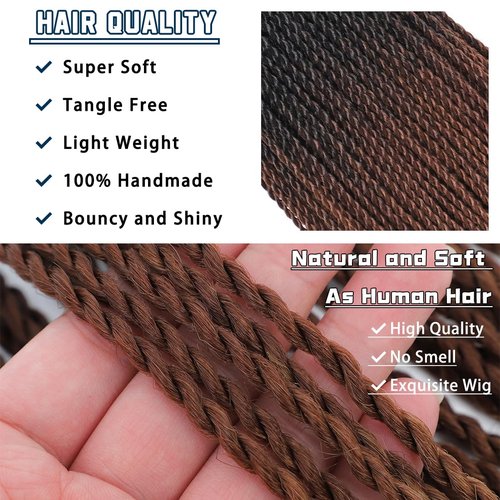 Crochet Braids Senegalese Twist Crochet Hair 7 Packs Pre Looped Micro Senegalese Twist Braiding Hair Ombre Crochet Braids for Women (24inch, 1B/30/27)