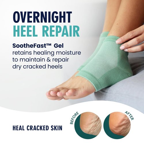 Dr. Frederick's Moisturizing Heel Socks - Olive Oil & Vitamin E Infused for Cracked Heels - 2 Pairs - Green Aloe