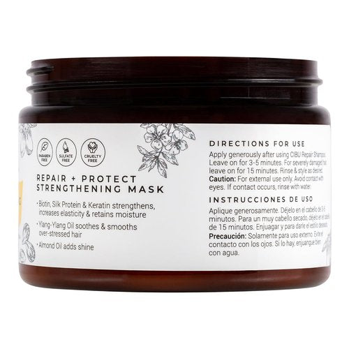 CIBU Repair Strengthening Mask - Hydrating Keratin & Almond Formula for Damaged Hair - 12oz