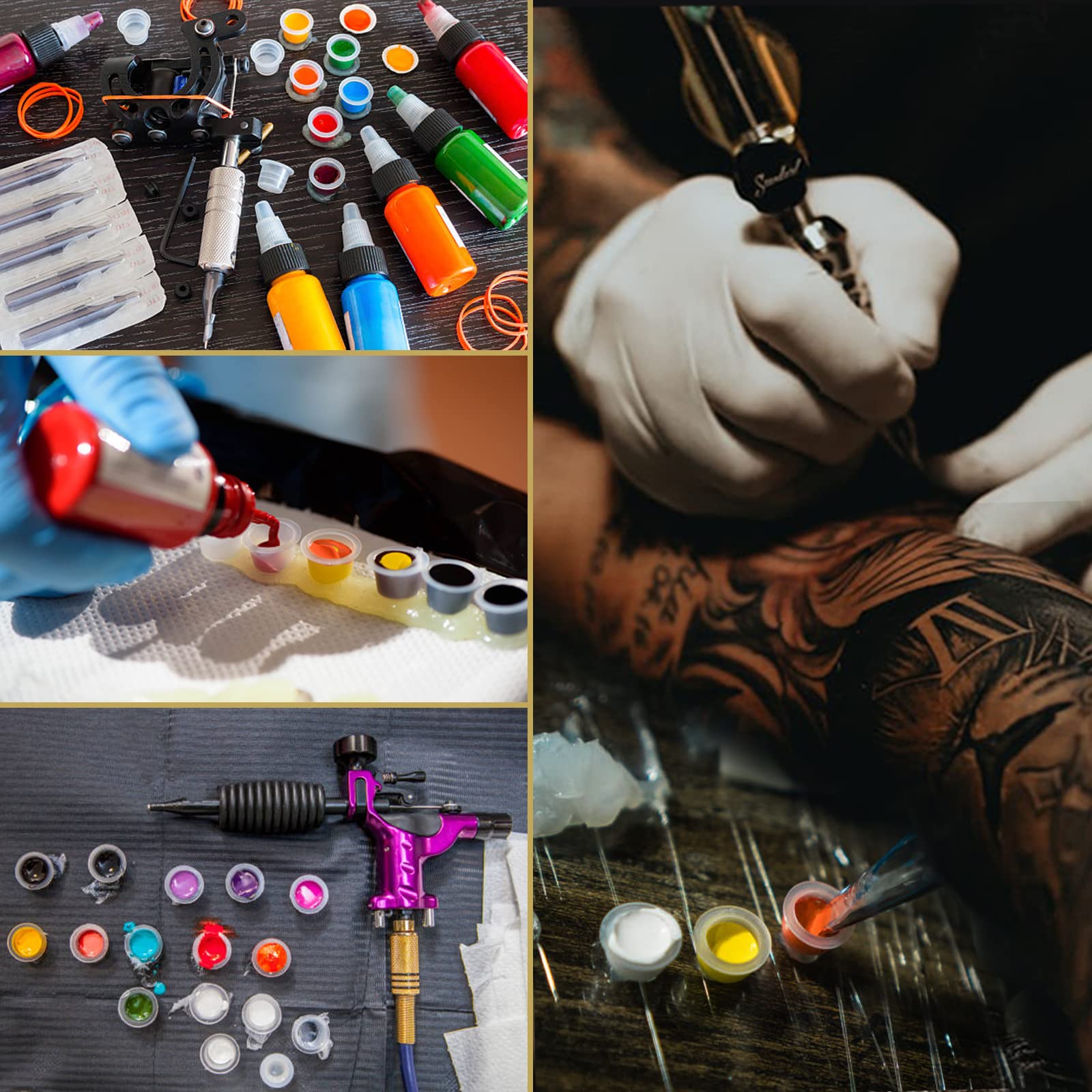 WZPB Ink Caps - 300Pcs Large Tattoo Ink Cups 15MM Ink Caps Pigment Cups Disposable Cups for Tattoo Ink Supplies
