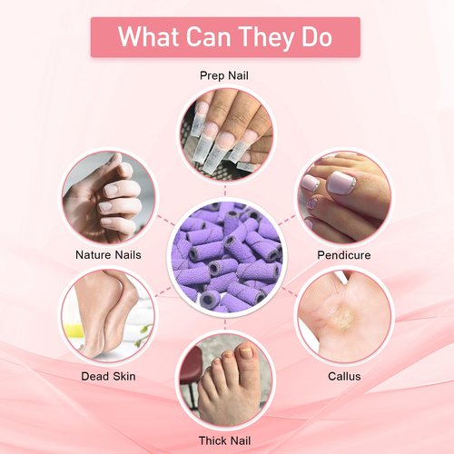 Small Sanding Bands Nail Drill Bits, Corfulra 200PCS Sanding Bands for Nail Drill with 2 3.1mm Mandrel bits, 240 Extra Fine Grit Nail File for Acrylic Nails Gel Manicures and Pedicure, Purple