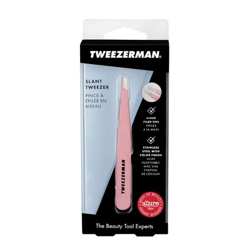 Tweezerman Exclusive Dusty Rose Slant Tweezer - Hair Removal Tweezers, Stainless Steel