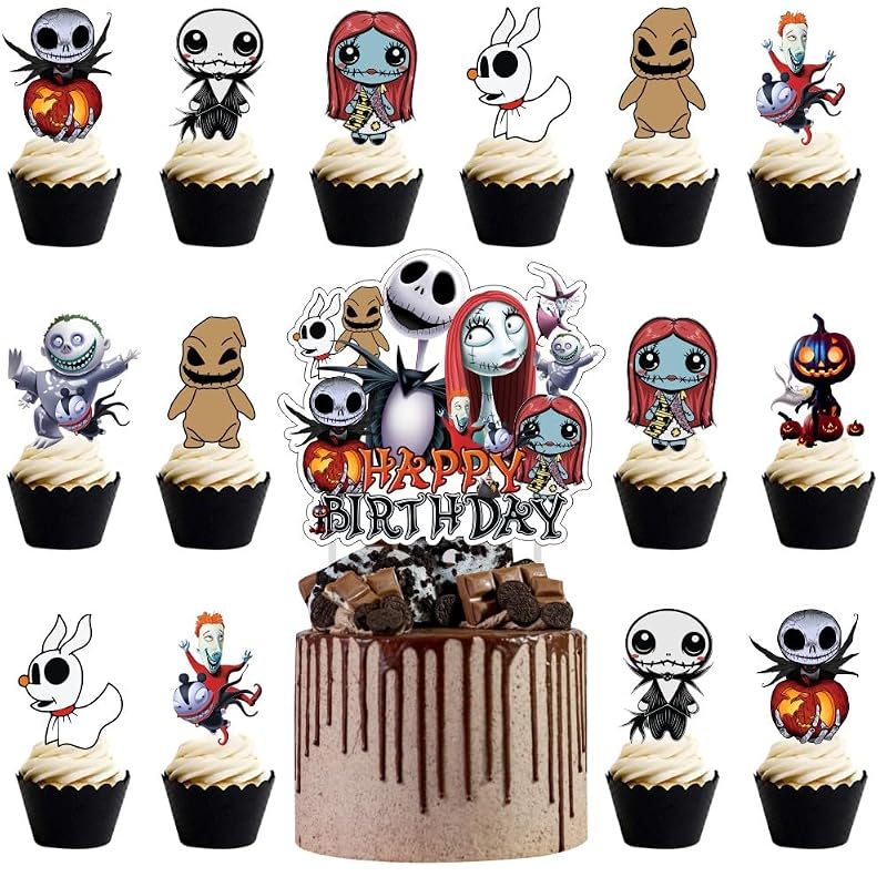 Nightmare Cake Decorations Set with Cupcake Toppers for Birthday Party