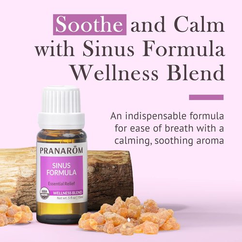 Pranarom - Organic Sinus Formula Essential Oil Blend for Wellness | 15ml Aromatherapy