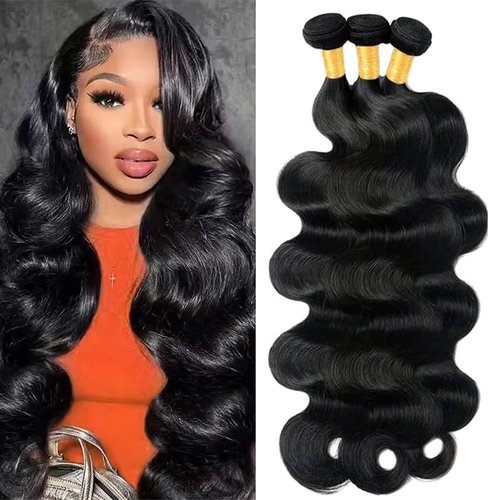 Human Hair Bundles 12 12 12 Inch Body Wave Bundles Human Hair 100% Unprocessed Brazilian Virgin Body Wave 3 Bundles Human Hair Extensions for Black Women Natural Black