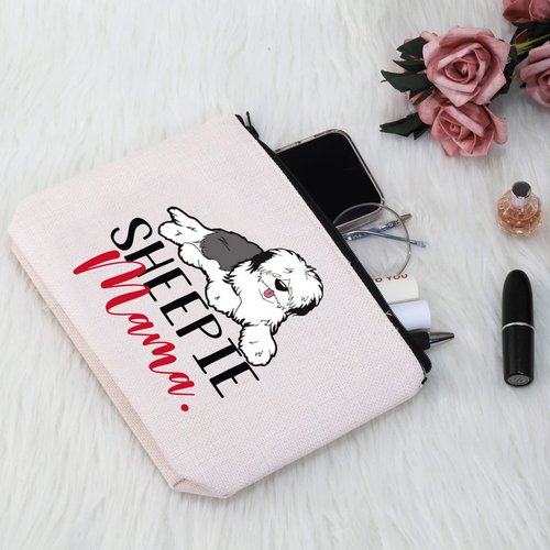 G2TUP Old English Sheepdog Lover Gift - Sheepie Mom Makeup Bag, Dog Owner Zipper Travel Bag (Sheepie Mom MB)