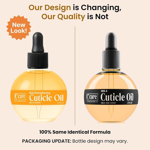 C CARE Cuticle Oil - Milk & Honey Nail Oil for Repairing & Moisturizing Nails - 2.5 oz Bottle with Dropper & Brush