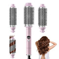 5 Temps LCD Display Ceramic Tourmaline Heated Styling Brush Set - 3-in-1 Detachable Barrels (1.25/1.5/1.75 Inch), PTC Heater for Versatile Hair Styling Curling Tongs