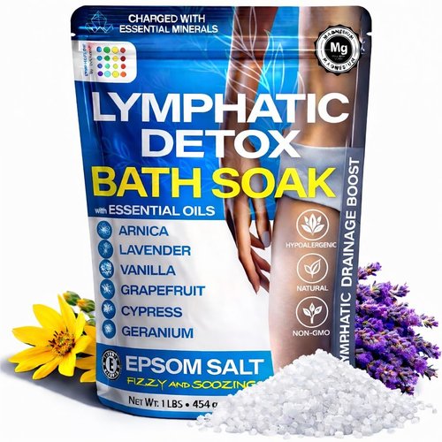 Bruizex Arnica Montana Bath Salts, Espom Salt Bath Soak for Lymphatic Drainage & Body Detox, Epsom Salts for Soaking with Essential Oils, Bath Salts for Pain Relief, Swelling & Post Surgery, 1 Lb