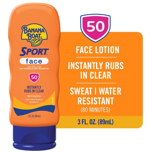 Banana Boat Sport Sunscreen for Face, SPF 50, 3Fl Oz, Banana Boat Sunscreen SPF 50, Travel Size, Sunblock, Mini Sunscreen for Dry Skin Face, 3Fl Oz