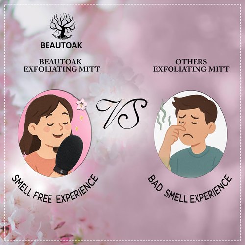 Beautoak Antimicrobial Korean Exfoliating Mitt for Shower with Smell Protection - Exfoliating Glove Body Scrubber - Skin Exfoliator & Dead Skin Remover for body (1 Pack)