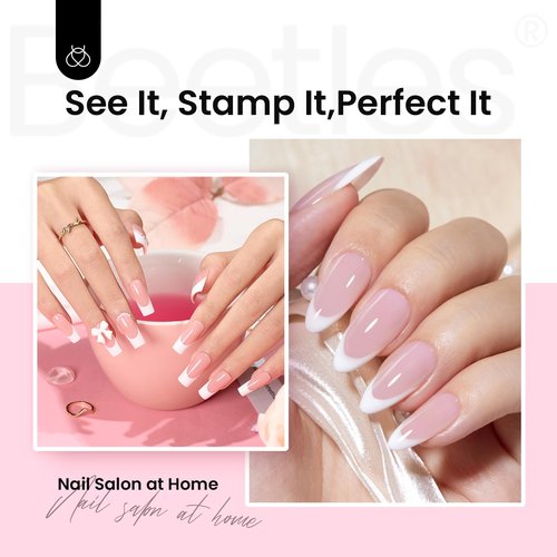 Beetles French Tip Nail Stamp 3Pcs Silicone Nail Stamp Kit with Replacement Nail Stamper Heads and Scrapers Nail Printing Tool for Home Manicure Diy Nail Art Salon Gifts for Girls
