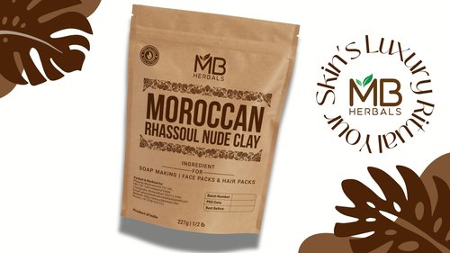 MB Herbals Moroccan Rhassoul Nude Clay 8 oz | 0.5 LB / 227 G | Mild Clay for Making Soaps and Face Packs
