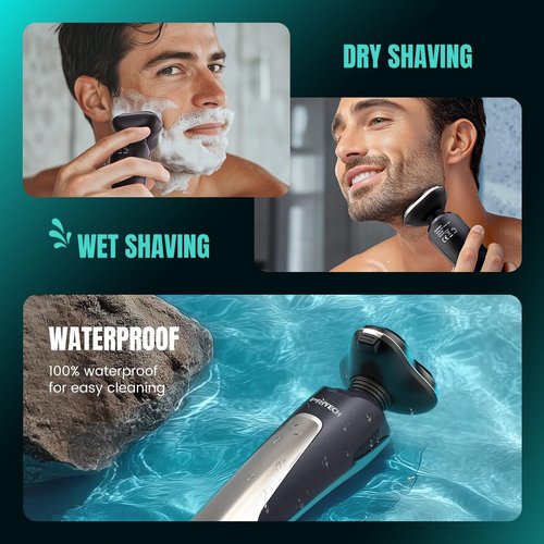 Skiennix Electric Razor for Men - Rechargeable Waterproof Cordless Shaver for Wet & Dry Use