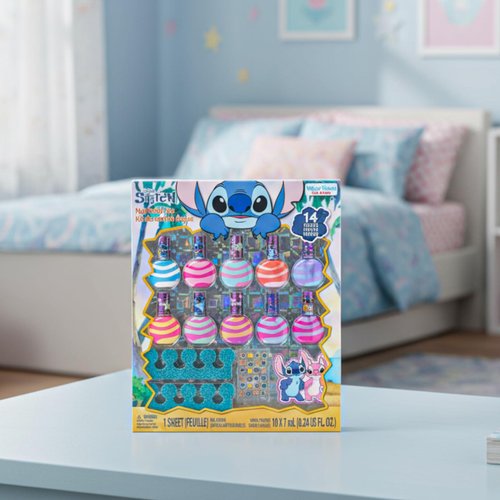 Stitch 10 Piece Swirl Nail Polish Set, Water-Based Peelable with Glittery, Shimmery and Opaque Colors, Ages 3+, By Townley Girl
