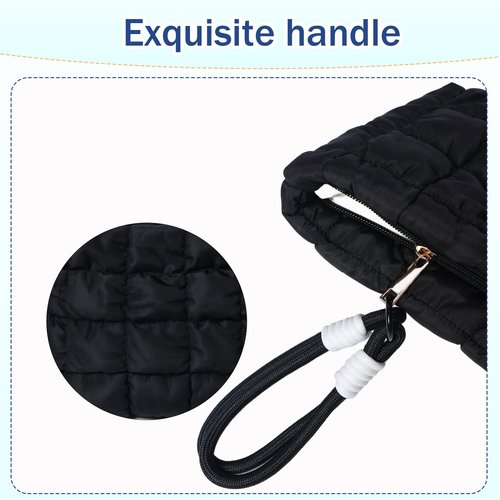 lllyan Puffy Quilted Makeup Bag Cosmetic Bag Equipped with a Detachable Handle Cute Zipper Pouch for Storage Clutch for Women(Black)