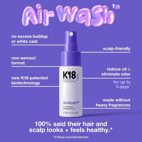 K18 AirWash™ Dry Shampoo - Non-Aerosol Formula That Balances Scalp & Controls Oil Production
