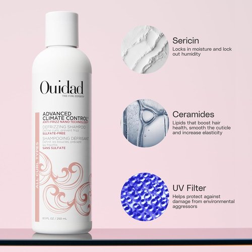 Ouidad Advanced Climate Control Defrizzing Shampoo - Sulfate-Free Moisture Lock for Curly Hair, 12 oz