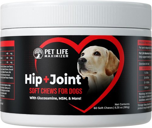 3-in-1 Advanced Dog Hip & Joint Supplement - Tasty Glucosamine Chews for All Breeds & Seniors - Chicken Flavor