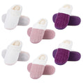 Yearntown 6 Pairs 3 Pairs 6 Pairs Warm Fuzzy House Slippers for Women Size 7-8 8-9 with Thick Anti-slip Soles Winter Fluffy Indoor Outdoor Knit Plush Soft Slipper Shoes Pink Purple White (Size 7-9)