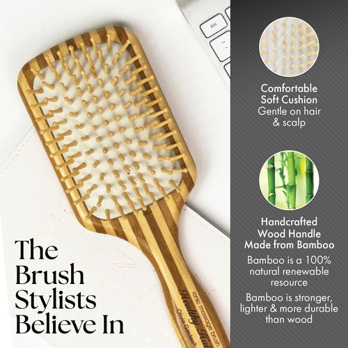 Olivia Garden Bamboo Ionic Massage Hair Brush - Eco-Friendly Design | Large Paddle Size