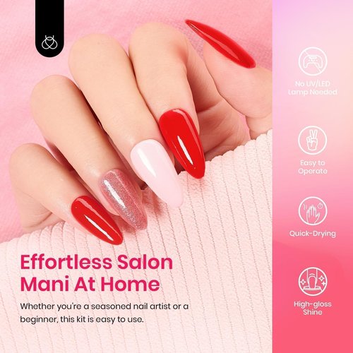 Beetles Dip Powder Nail Kit 36pcs 20 Colors Nude Hot Pink Red Glitter White Dip Nails Powder Starter Kit with Base Top Coat Activator Cuticle Oil Nail Set for Women Alluring Sweetie Collection