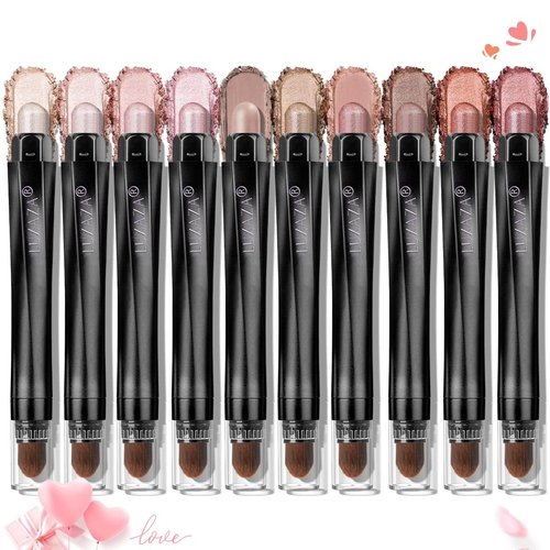 Skiennix Eyeshadow Stick - Shimmering Champagne Pink Metallic Cream Pencil | Smudge-Proof & Waterproof, 10PCS Set