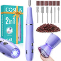 COSLUS Cordless Nail Drill Electric C41(END04): 2-in-1 Nail File with Flash Cure for Acrylic Gel Dip Powder Nails, Stepless Control for Beginner Home DIY, Portable & Professional Pedicure Kit