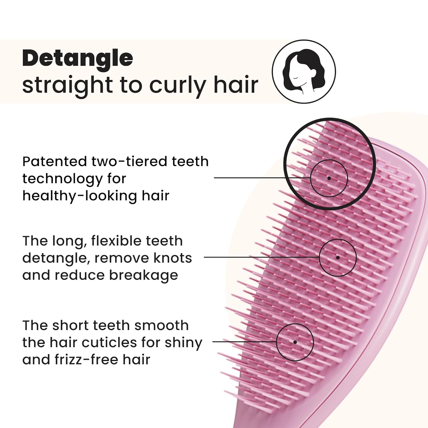 Tangle Teezer Ultimate Detangler Brush - Eliminates Knots & Reduces Breakage for Wet & Dry Hair | Rosebud Color