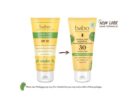 Babo Botanicals Sheer Zinc Mineral Sunscreen Lotion SPF 30 - Natural Zinc Oxide & Shea Butter - Water Resistant - 3 Fl. Oz.