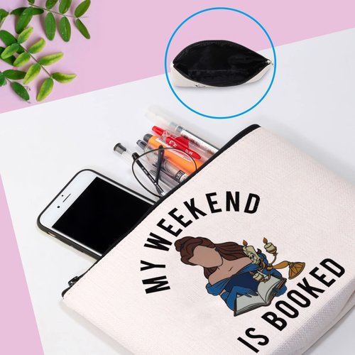 GJTIM Princess Inspired Zipper Pouch My Weekend Is Booked Book Nerd Accessories Bag for Reader Writers (My Weekend Bag)