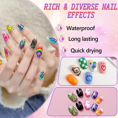 12 Color Nail Art Pens Set,Nail Art Markers Polish Pen,3D Quick-Dry Nail Polish Pens,Drawing Painting Liner Brush for Graffiti Dotting Drawing Painting Point Liner DIY