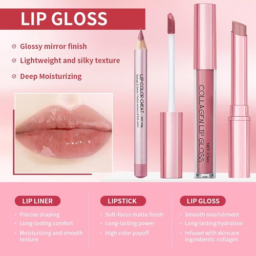 Regine Switzerland Matte Liquid Lipstick Set - Long Lasting Hydrating Lip Balm & Liner | 3PCS Non-Sticky, Waterproof