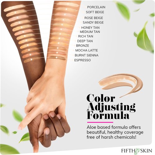 Fifth & Skin: Better’n Ur Skin Liquid Foundation (PORCELAIN) - Natural, Organic, Vegan, Cruelty-Free - Gluten-Free Beauty with Buildable Coverage and Palm-Free Luxury - 1 oz