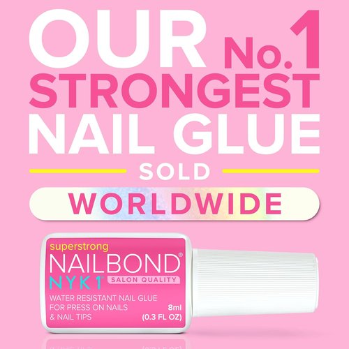 NYK1 NailBond Brush-On Glue - Super Strong Adhesive for Press-On Nails & Acrylics (8ml) | Long-Lasting, Mess-Free Application