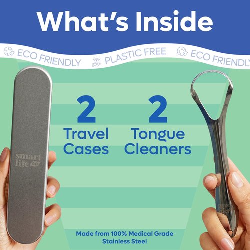 **Tongue Scraper | Stainless Steel 2-Pack with Travel Case | Effective Bad Breath Treatment**